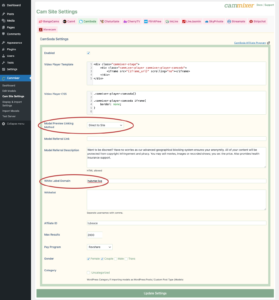 CamSoda White Label Settings