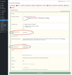 Stripchat White Label Settings