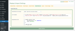 Model Referrals Display Settings