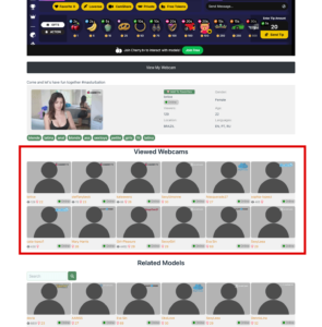 Viewed Webcams shortcode on Model Profile page